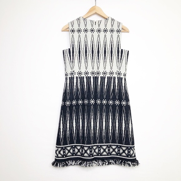 Tory Burch, black/ivory tweed Savora fringed dress - Picture 3 of 13